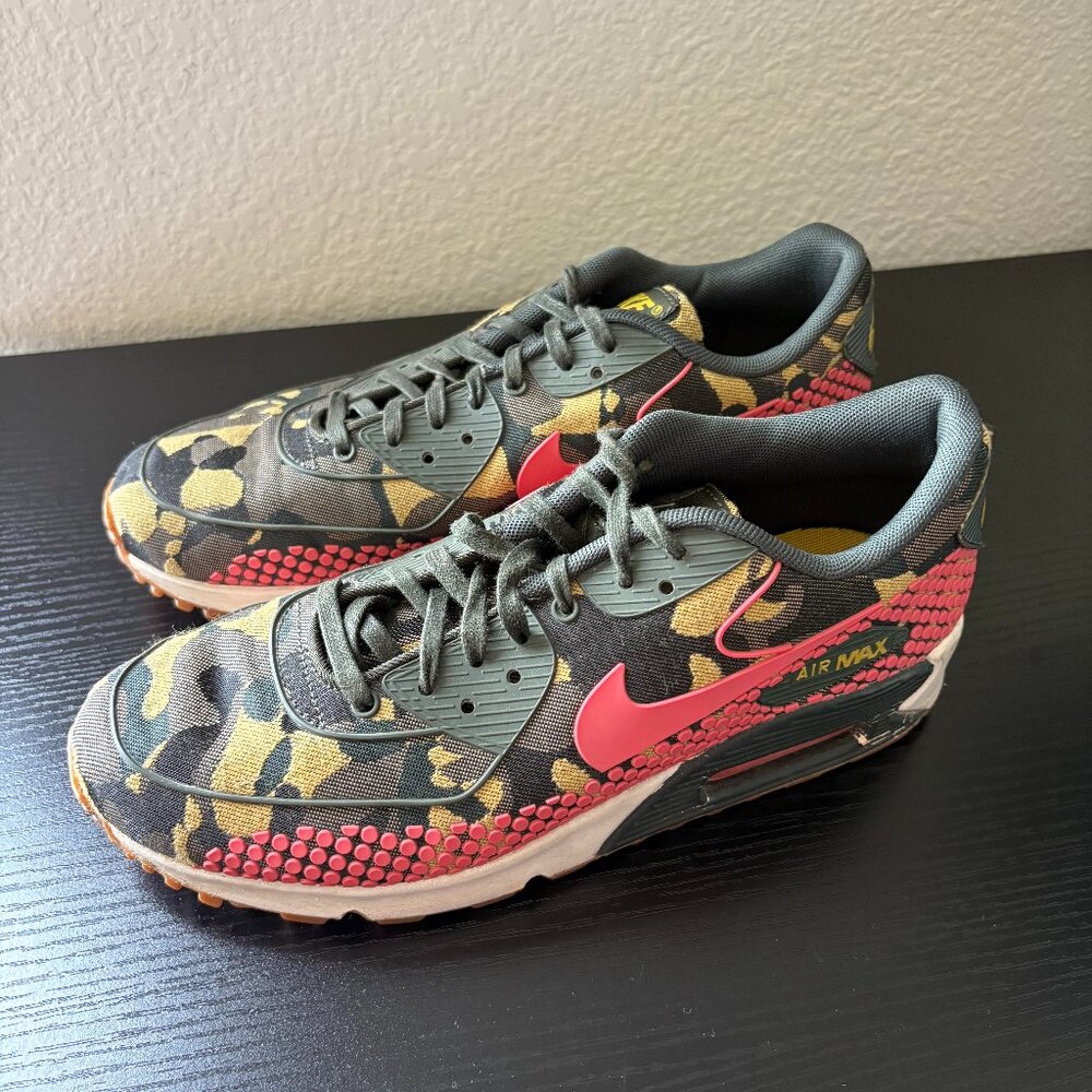 Nike Air Max 90 Premium Jacquard - Desert Camo / Bright Crimson - US W 8, M 6